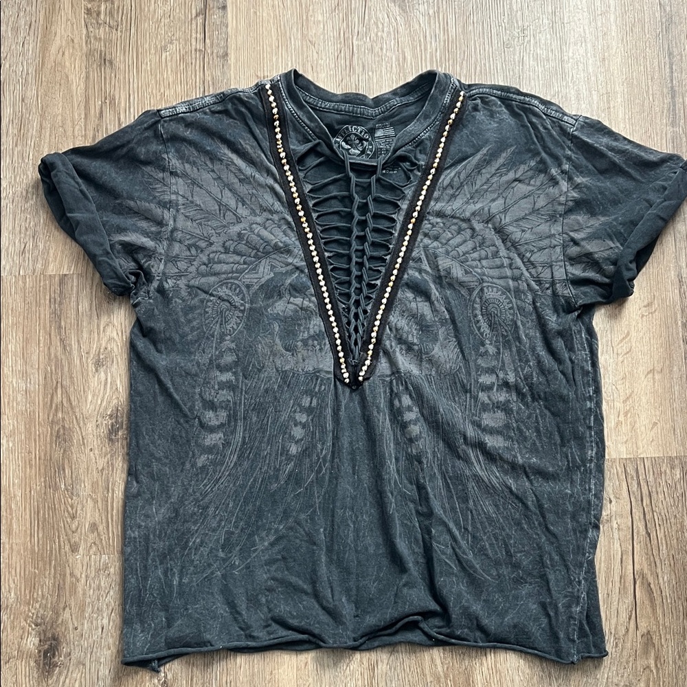 Affliction Black Cutout Graphic Tee